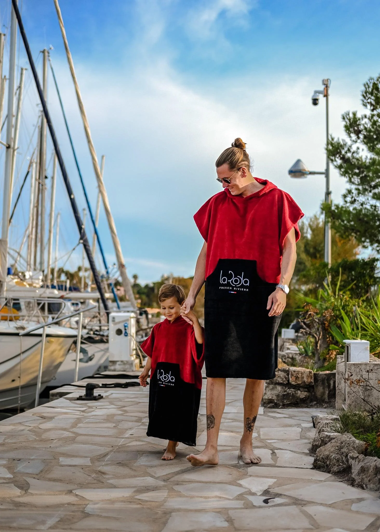 Poncho Adulte - Rouge-noir