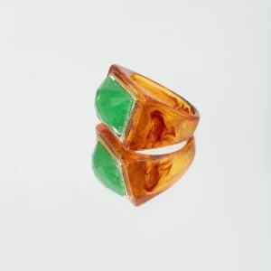 BAGUE UNO AMBRE QUARTZ VERT