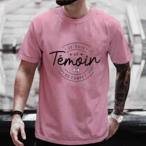 T-shirt témoin mariage rose