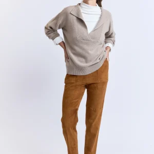 PANTALON RELAX EN PEAU STRETCH ÉCUREUIL