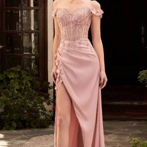 Robe Demoiselle D'Honneur Longue Sirène Fendue Épaules Dénudées - Greta